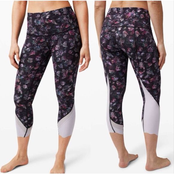 Lululemon Wunder Under Crop High-Rise, Size 14, Roll Down Scallop Full-On Luxtre - Picture 1 of 9